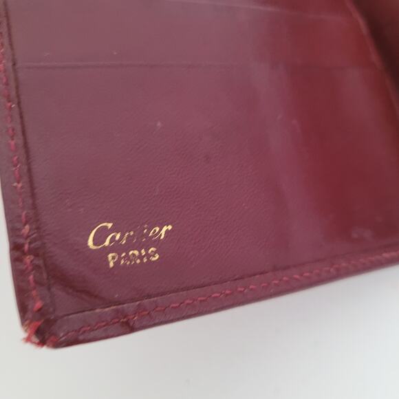 Must De Cartier Men's Bifold Leather Bordeaux Red Wallet Medium Card Bill - Picture 4 of 10